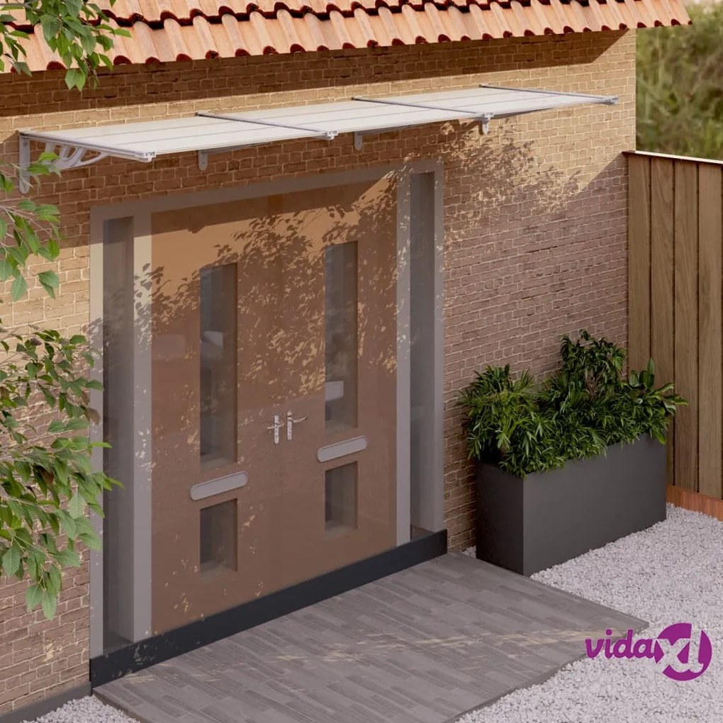 vidaXL Tettoia per Porta Grigio e Trasparente 297,5x90cm Policarbonato