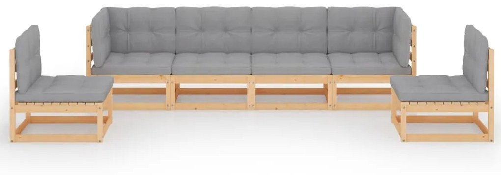 Set divani da giardino 6 pz con cuscini legno massello pino