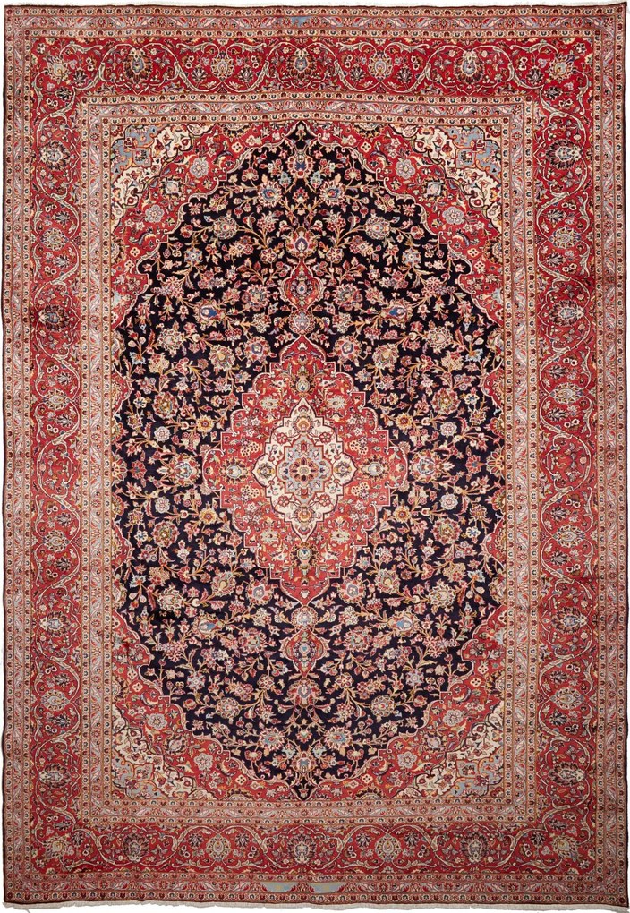 Kashan Tappeto persiano 420 x 300 Blu (Iran) Annodato A Mano