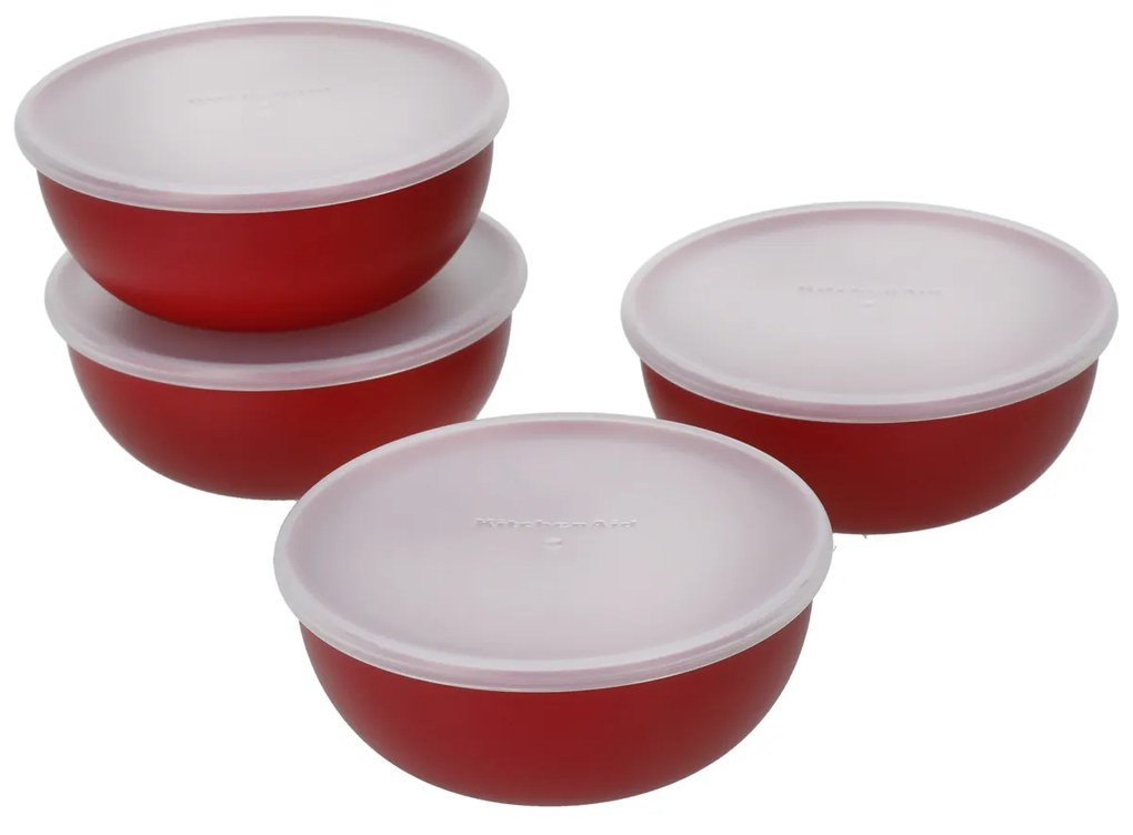 Set 4 ciotole rosse con coperchio KitchenAid