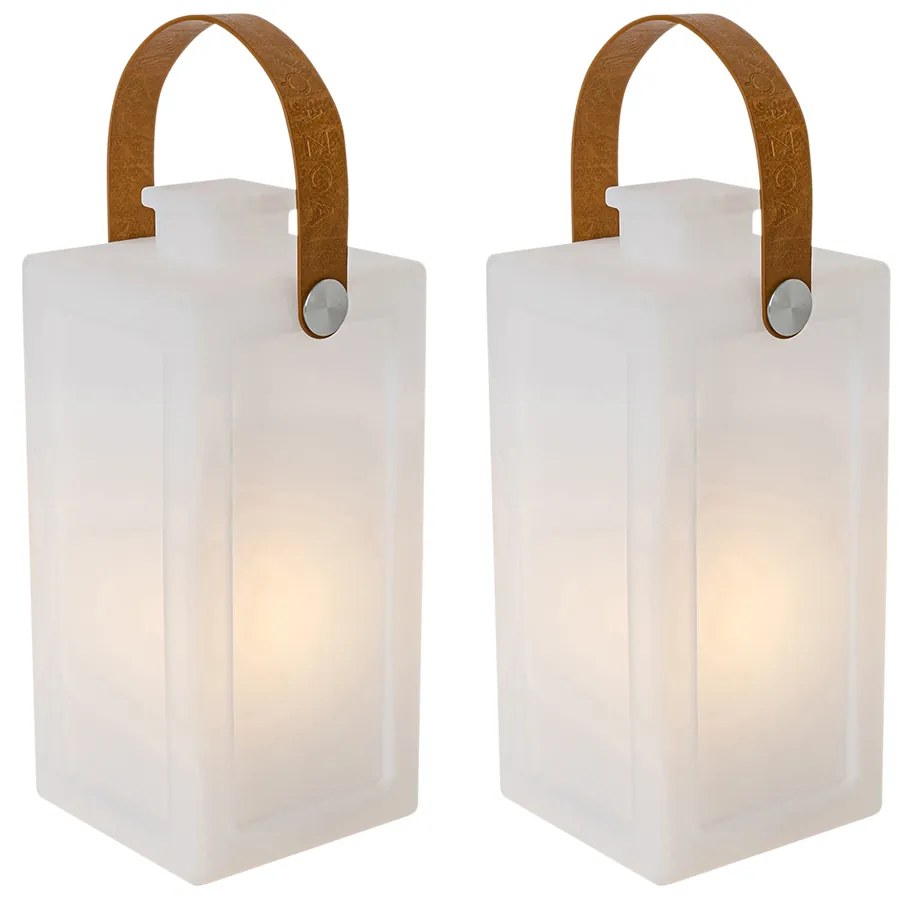 Set di 2 lampade da tavolo bianche effetto fiamma ricaricabili IP44 - Stard