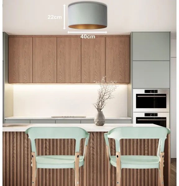 Duolla - Plafoniera ROLLER 1xE27/15W/230V diametro 40 cm chiaro verde/oro