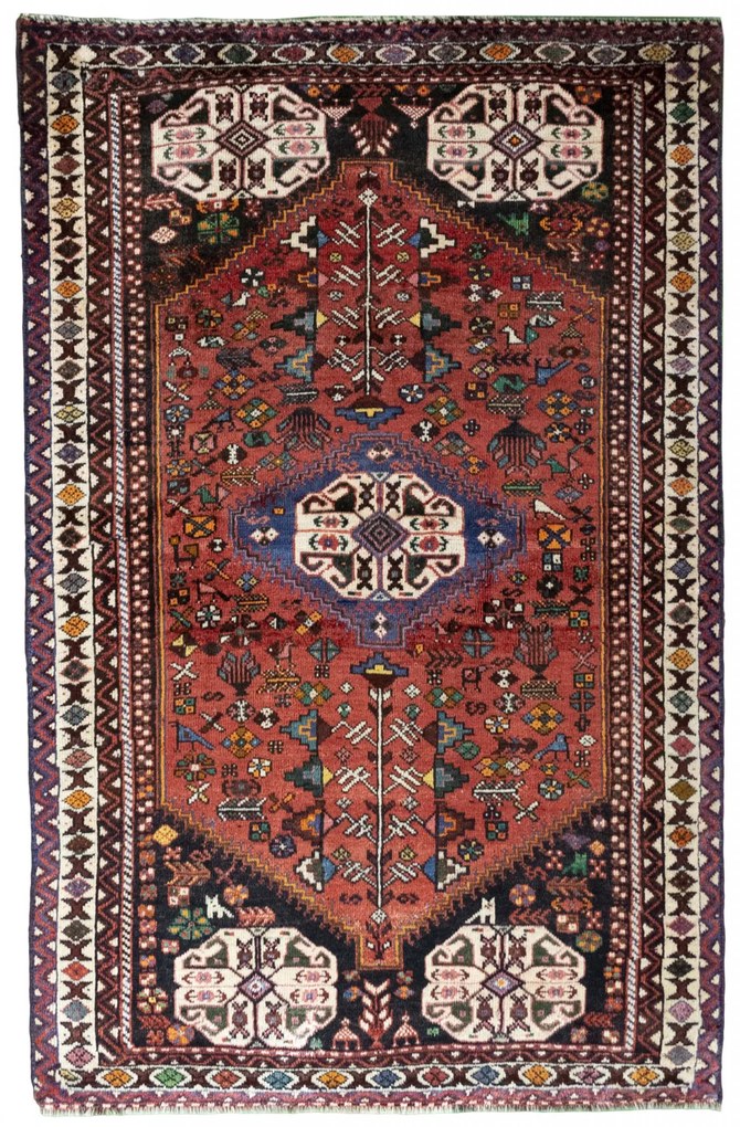 Shiraz Tappeto 180 x 110 Rosso (Iran) Annodato A Mano