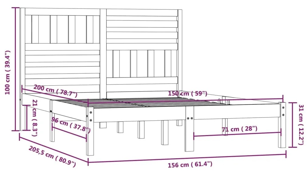 Giroletto Miele 150x200 cm in Legno Massello di Pino King Size