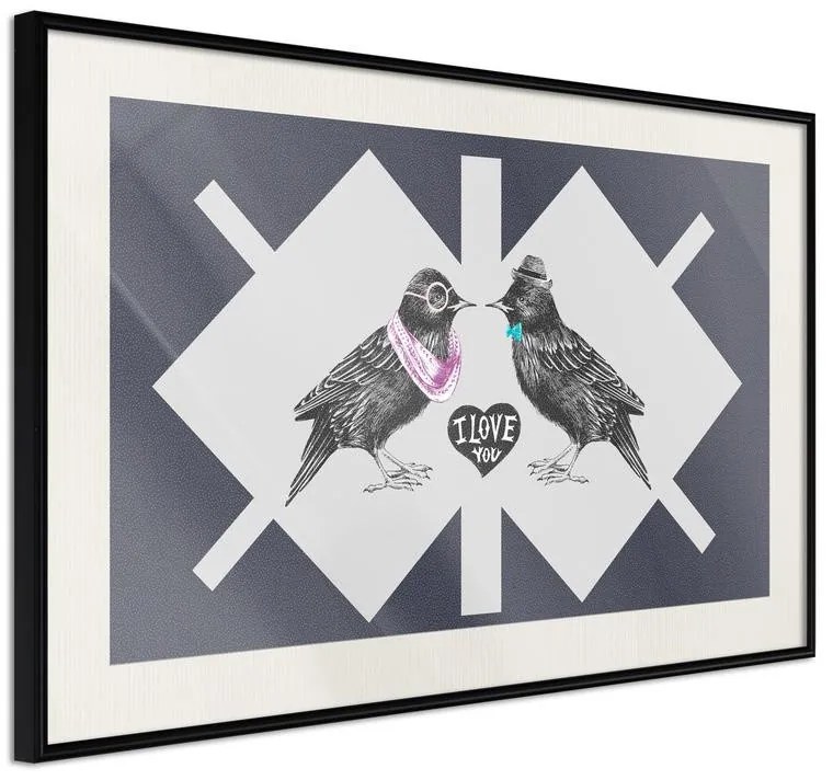 Poster  Bird Love  Cornice Quadri Cornice nera con pass-partout, Larghezza x Altezza Home decor 30x20