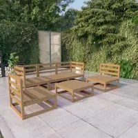 Set Divani da Giardino 6 pz Miele in Legno Massello di Pino 3075397