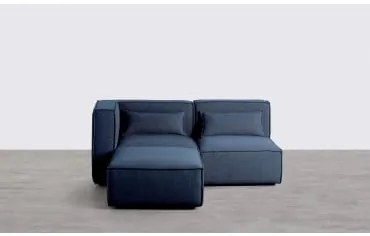 Divano Modulare Angolare 2 Pezzi e Pouf in Tessuto Kilhe Blu Storm - The Masie