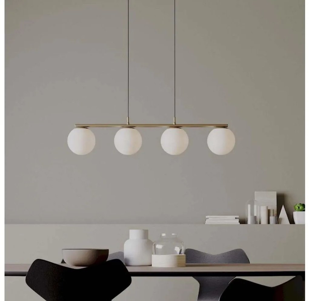 Redo 01-3155 - Lampadario a sospensione con filo BOWLING 4xE27/42W/230V oro