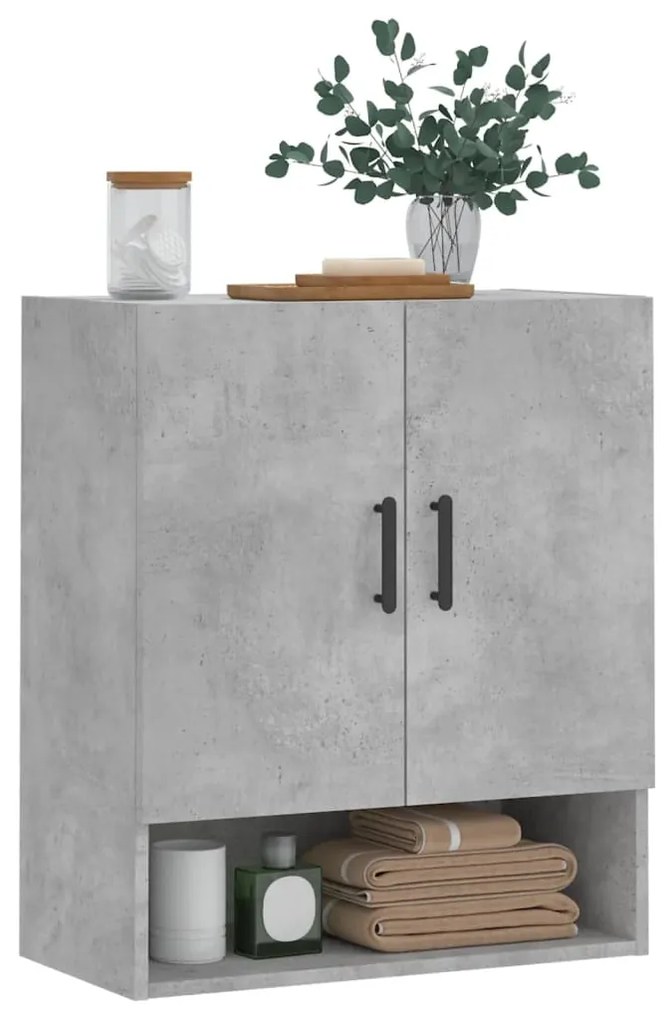 Armadietto a muro grigio cemento 60x31x70 cm legno multistrato