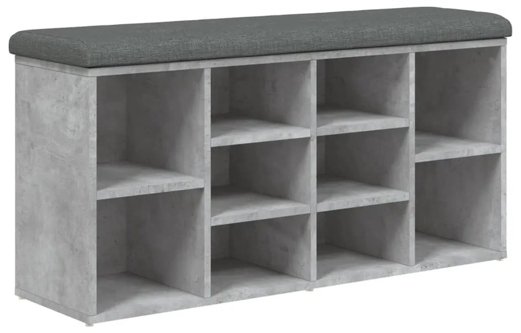 Panca porta scarpe grigio cemento 102x32x50cm legno multistrato