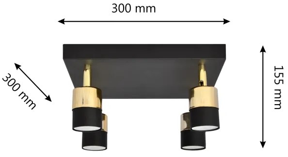 Faretto LED TUBSSON 4xGU10/4,8W/230V nero/oro