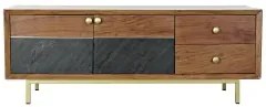 Mobile TV DKD Home Decor Marrone Nero Acacia (130 x 42 x 49 cm)