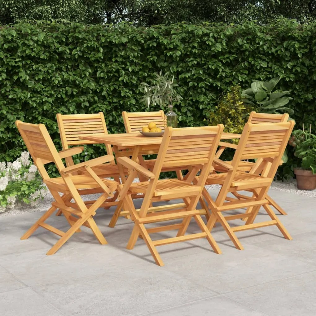 Set Da Pranzo Da Giardino 7 Pz İn Legno Massello Di Teak /
