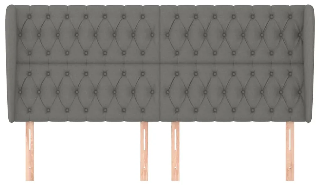 Testiera ad orecchio grigioscuro 203x23x118/128cm in tessuto