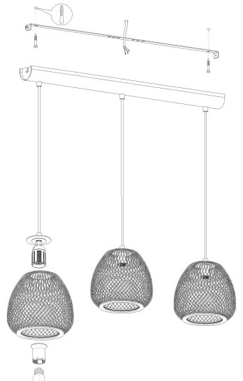 Eglo 43266 - Lampadario a sospensione con filo DEMBLEBY 1 3xE27/40W/230V