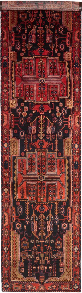 Hamedan Tappeto persiano 460x120 Blu (Iran) Annodato A Mano