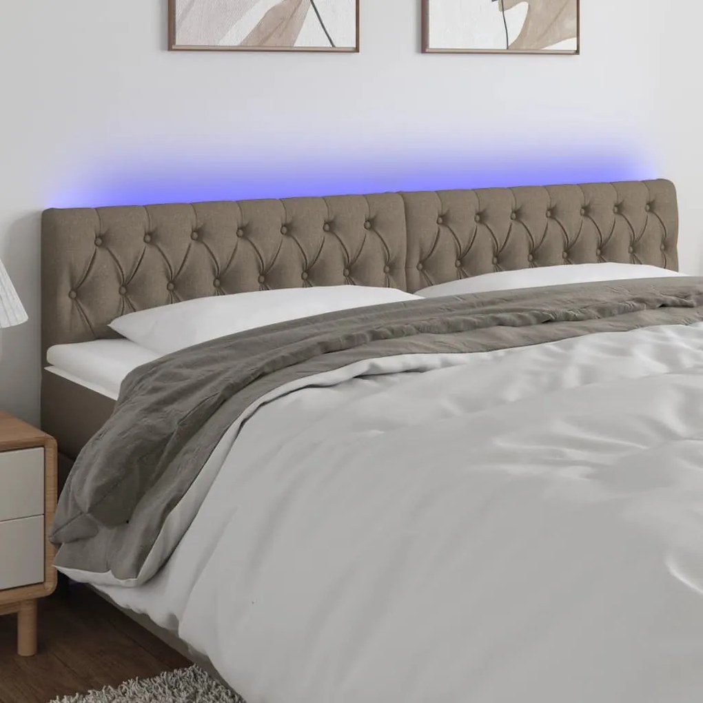 Testiera A Led Tortora 180x7x78/88 Cm İn Tessuto /