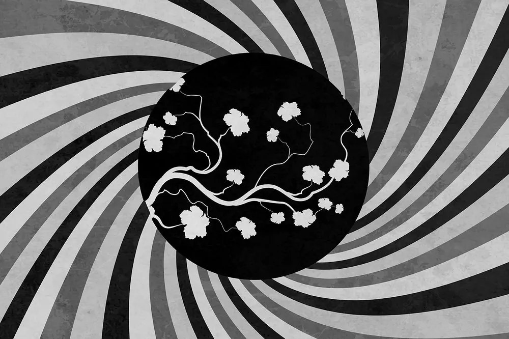 Carta da parati autoadesiva – Sfondo grunge asiatico in bianco e nero