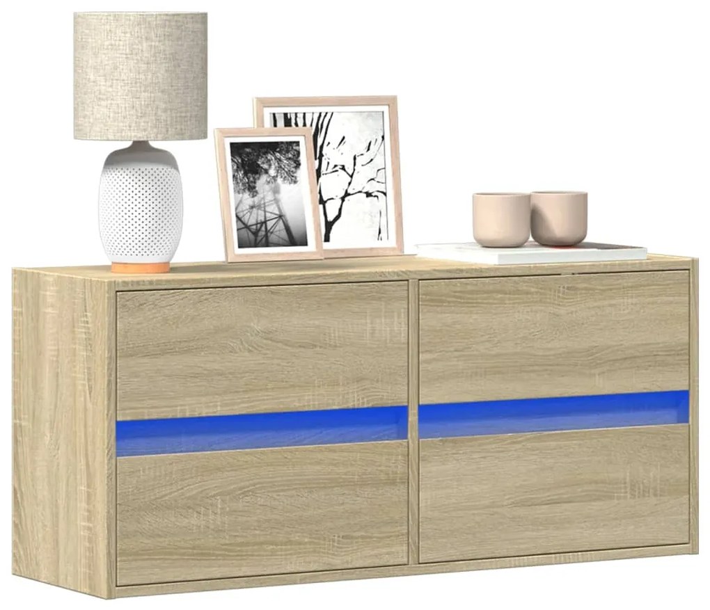 Mobile Tv A Parete Con Luci Led Rovere Sonoma 100x31x45 Cm /