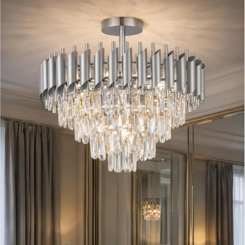 Brilagi - Lampadario a plafone ECLIPSE 7xE14/10W/230V Ø 48 cm, finitura argento