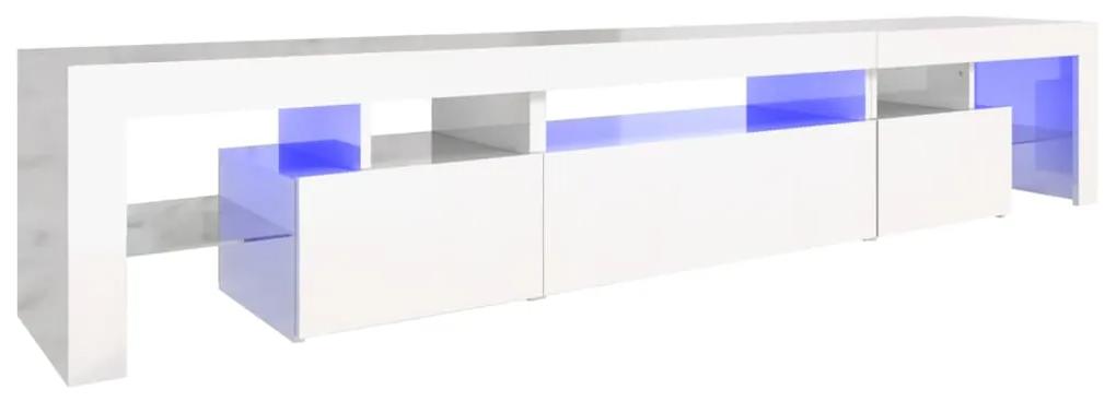Mobile porta tv con luci led bianco lucido 215x36,5x40 cm