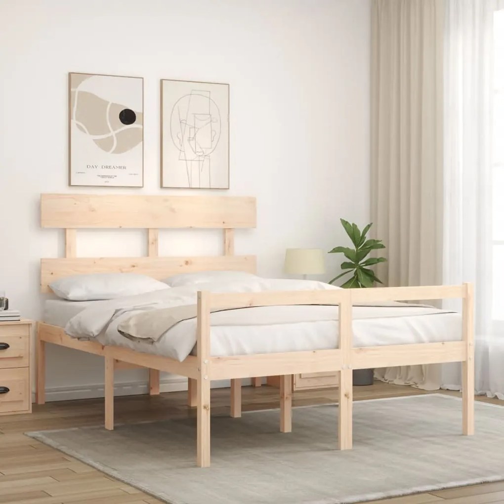 Letto per Anziani con Testiera 140x200 cm in Legno Massello