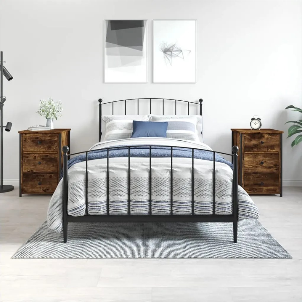 Comodini 2 Pz Rovere Fumo 40x36x60 Cm İn Legno Multistrato /