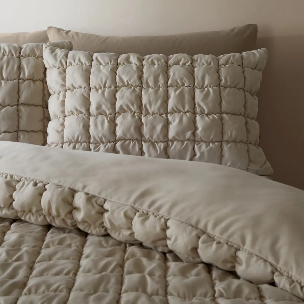 Biancheria da letto beige per letto matrimoniale 200x200 cm Puffer - Catherine Lansfield