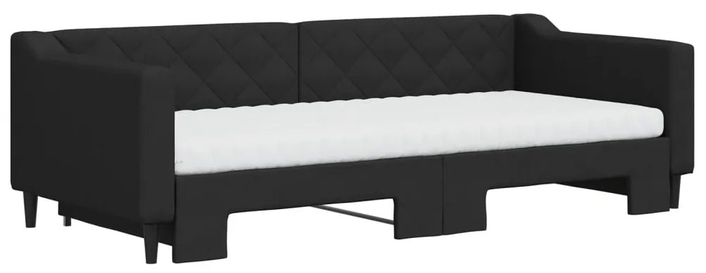 Divano letto estraibile con materassi nero 90x200 cm in tessuto