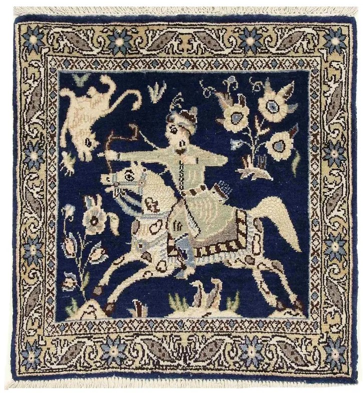 Ghom Tappeto persiano 50 x 50 Blu (Iran) Annodato A Mano