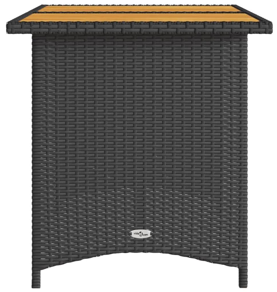 Tavolo da giardino piano in legno nero 110x68x70 cm polyrattan