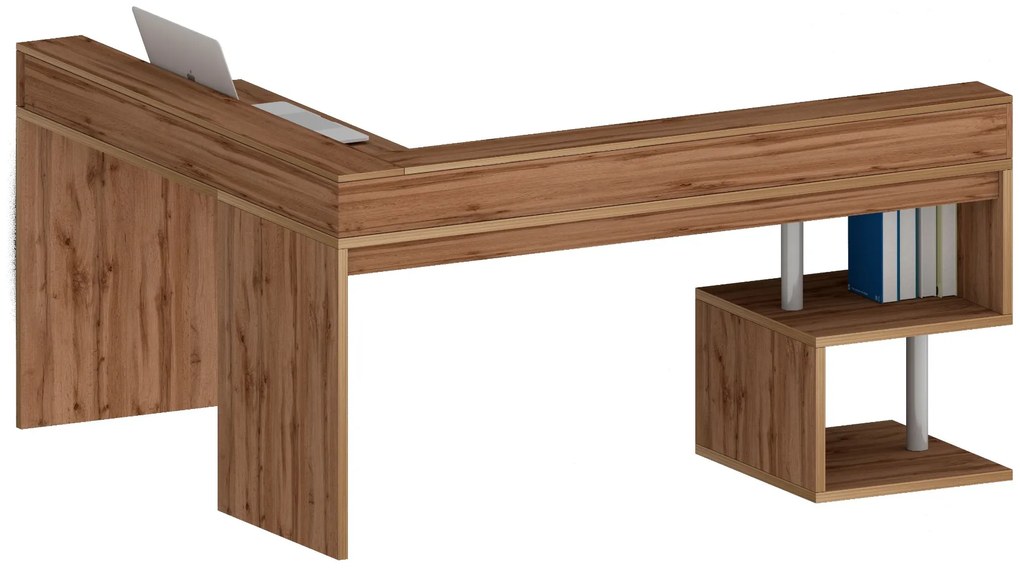 Scrivania angolare con sopralzo Cube in finitura Rovere Wotan
