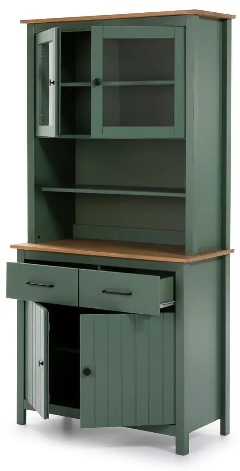 Vetrina verde-naturale in legno di pino 90x180 cm Miranda - Marckeric