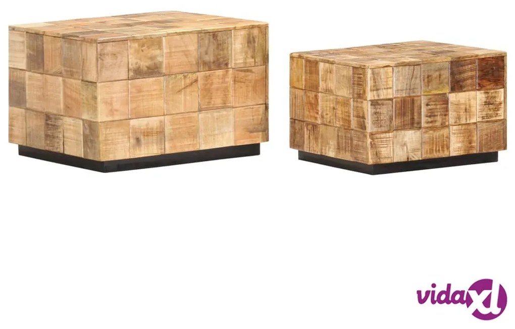 vidaXL Tavolini da Caffè a Parallelepipedo 2 pz Legno di Mango Grezzo