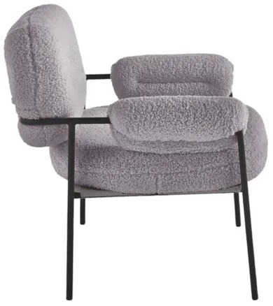 Poltrona in tessuto bouclč Grigio Scuro con struttura in metallo Nero KENT