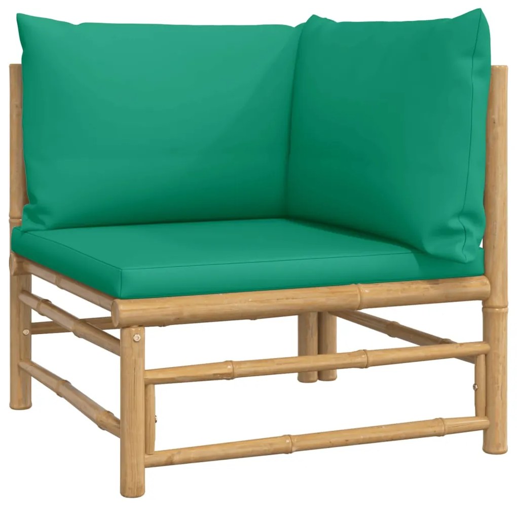 Set salotto da giardino 9pz con cuscini verdi bambù