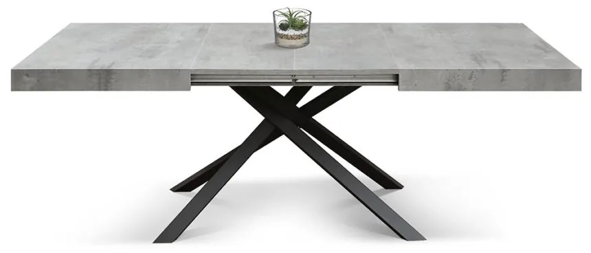 Tavolo FORTE DEI MARMI grigio cemento allungabile con base antracite 180×90 cm – 260×90 cm