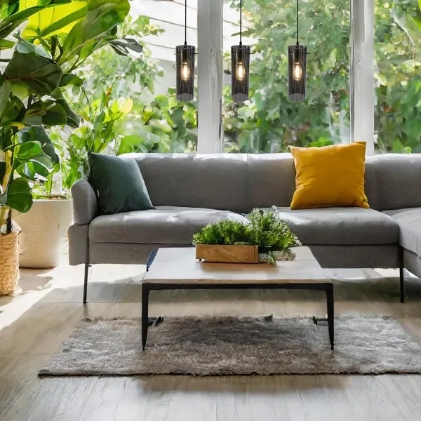 Lampadario a sospensione con filo PADOVA 3xE27/15W/230V nero