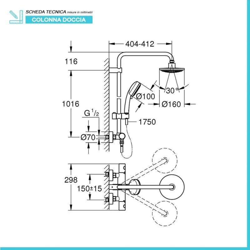 Colonna doccia termostatica Grohe Tempesta Cosmopolitan 160
