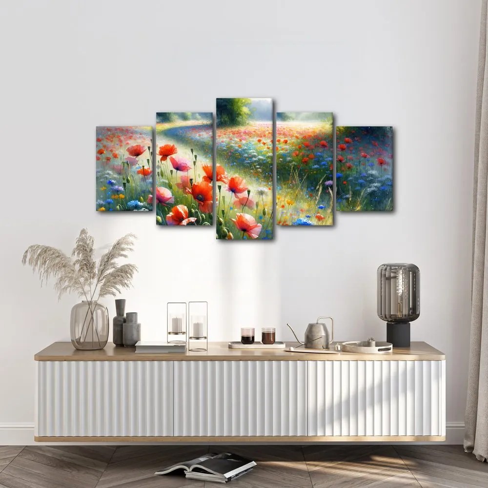 Quadro su tela – Papaveri rossi in un mare di fiori di campo