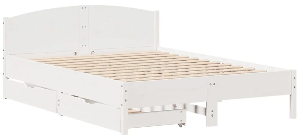 Letto senza materasso bianco 150x200 cm legno massello di pino