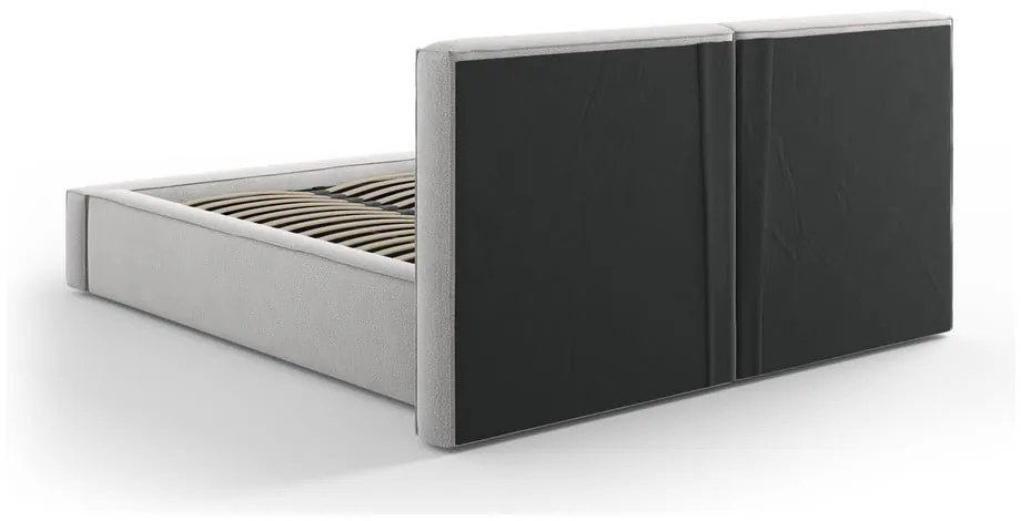 Letto matrimoniale imbottito grigio chiaro con contenitore e rete inclusi 200x200 cm Arendal - Cosmopolitan Design