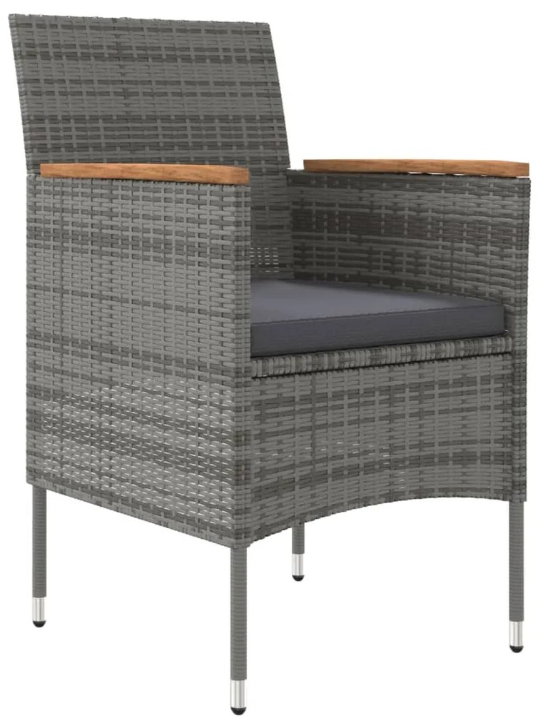 Set da pranzo da giardino 7 pz con cuscini grigio e nero