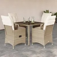 Set da Pranzo da Giardino 5 pz con Cuscini Beige in Polyrattan 3276800