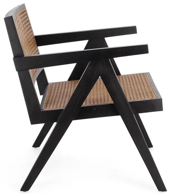 Poltrona lounge GALIA in legno di teak nero e rattan