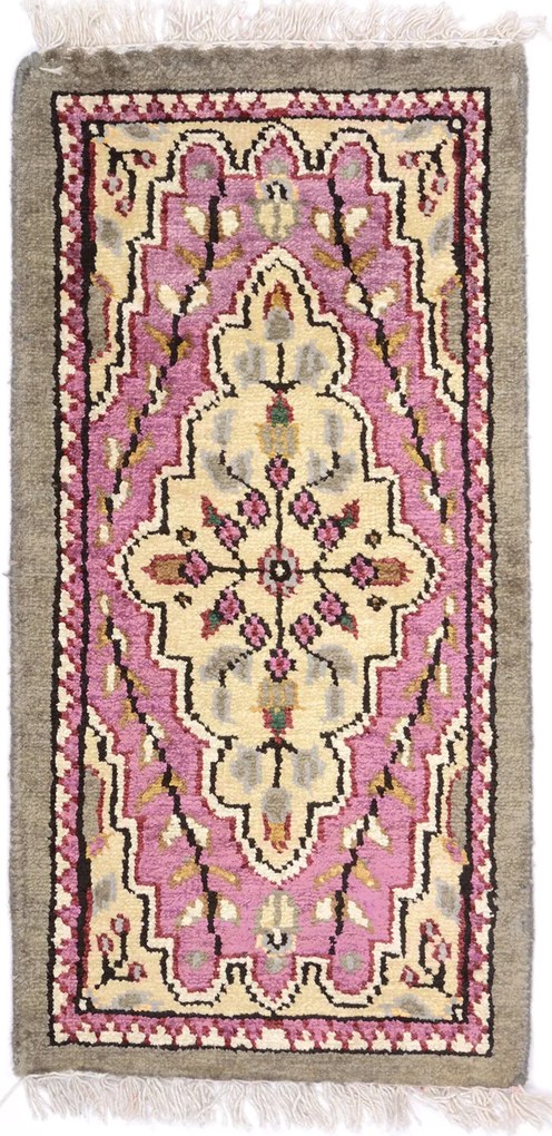 Agra Tappeto orientale 30 x 60 Beige (Indian) Annodato A Mano