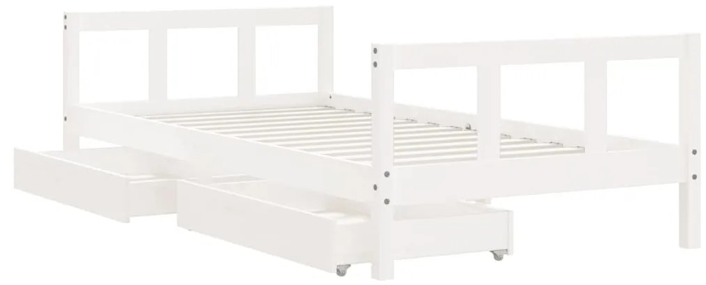 Giroletto bambini con cassetti bianco 90x190 cm massello pino