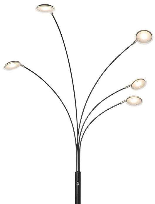 Lampada da terra di design nera incl. LED dimmerabile a 5 luci - Sixties Trento