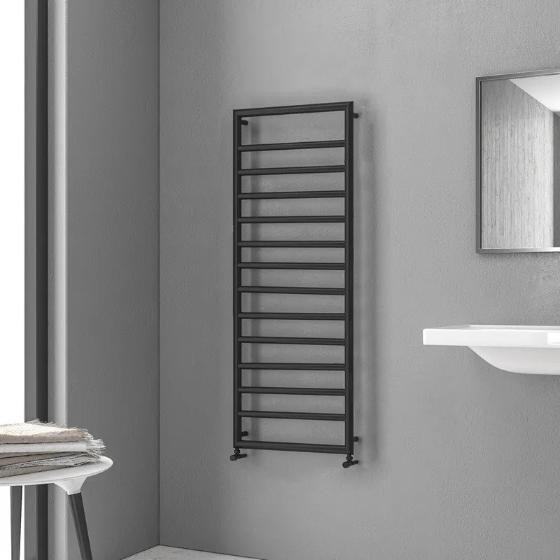 Kamalu - termoarredo scalda salviette 1300x500mm colore nero opaco kam-d7013n