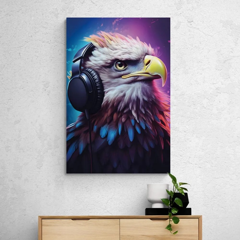 Quadro su tela – Aquila con cuffie